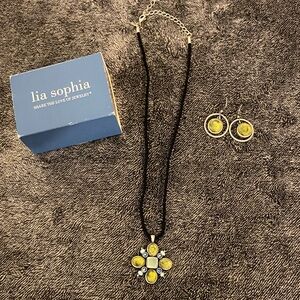 Lia Sophia Green Necklace Earrings Set